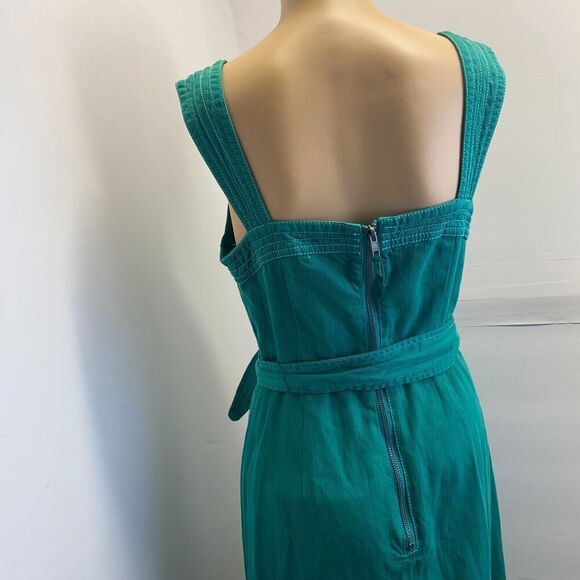 Anthropologie Maeve Elizabeth Green Side Button Denim Green Dress‎ Size 4 Used - Picture 14 of 16